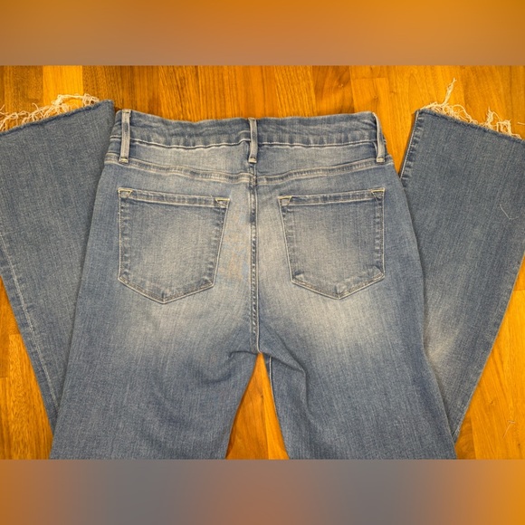 FRAME Le Crop Mini Boot Jeans Size 28 Blue Raw Hem Mid-Rise Bootcut Denim - Picture 5 of 7